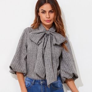 Lantern Sleeve Pussybow Blouse Medium